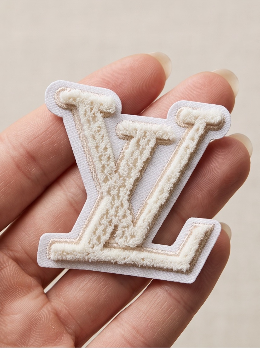 Unbranded Fashion cotton seen in Cream and White Monogram Patch handmade